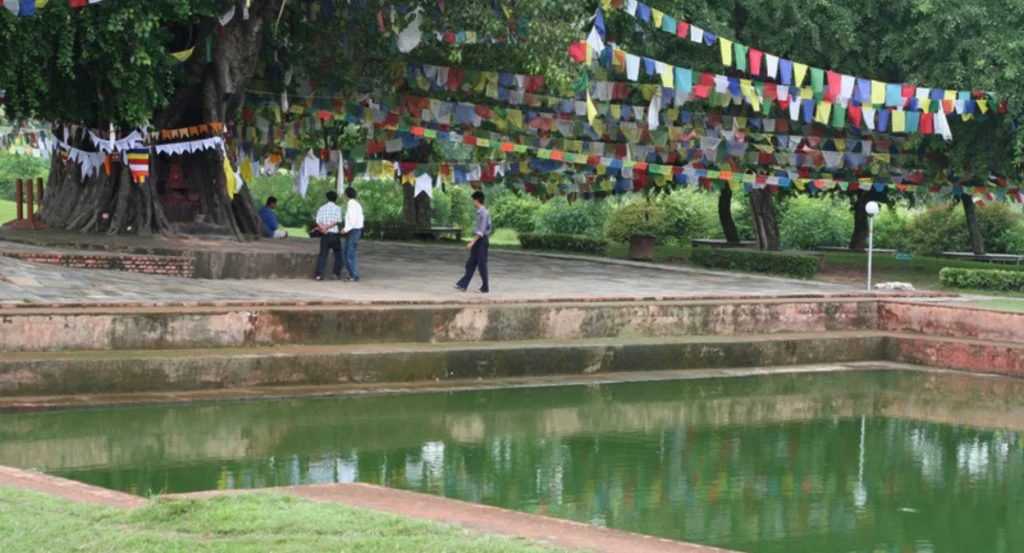 Sacred Garden in Lumbini peaceful meditation area surrounding Maya Devi Temple