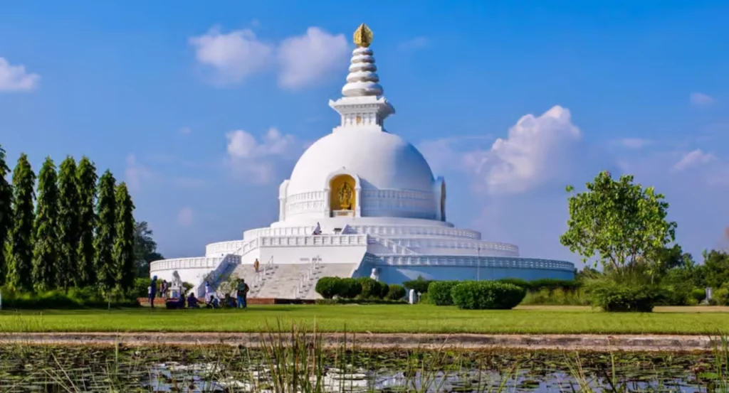 World Peace Pagoda Shanti Stupa in Lumbini Nepal symbol of peace and Buddhist harmony